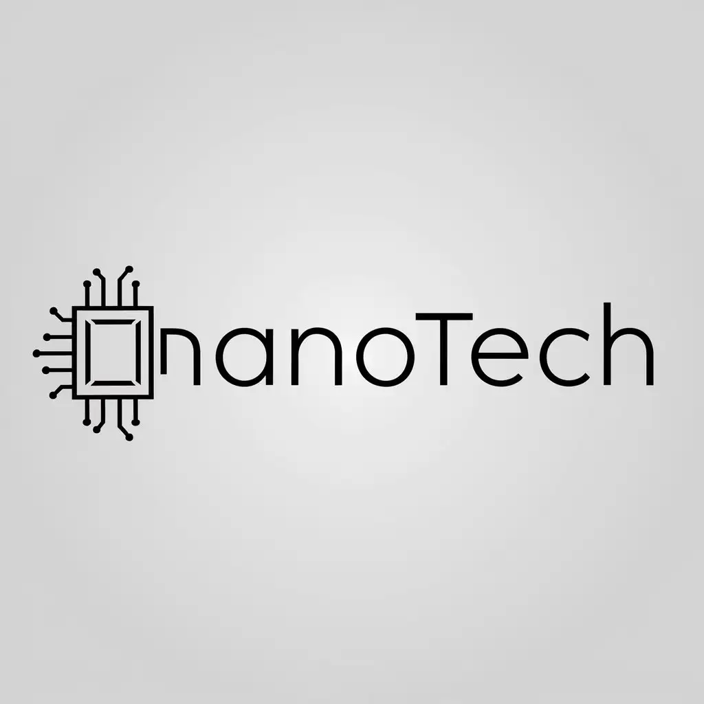 a logo design,with the text "Nanotech", main symbol:Microchip with chips,Minimalistic,be used in Technology industry,clear background