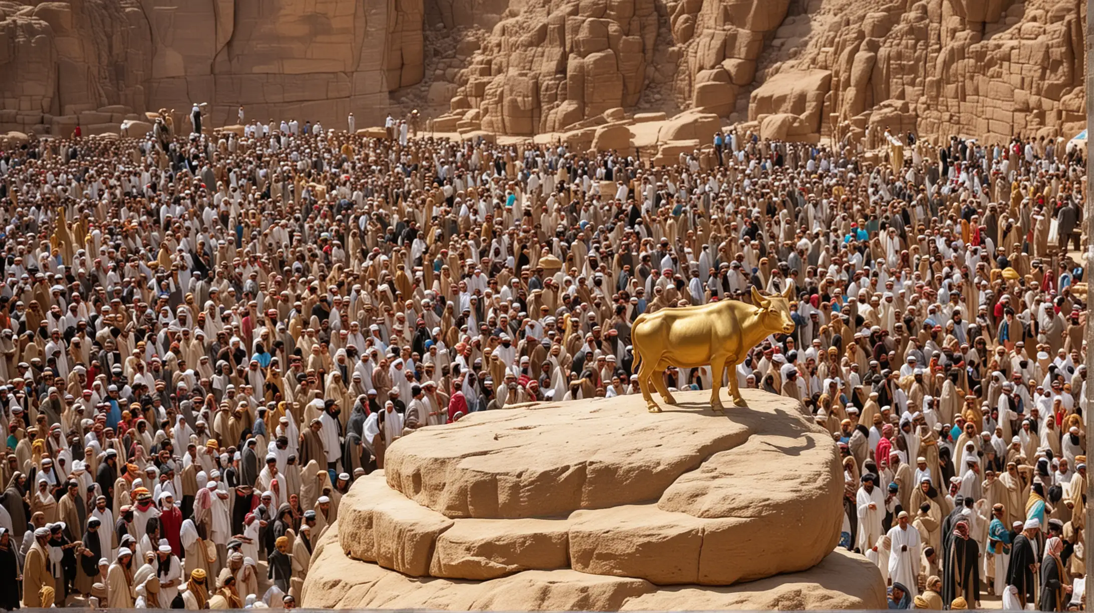 Ancient Jewish Ceremony of Worship at Golden Bull Statue