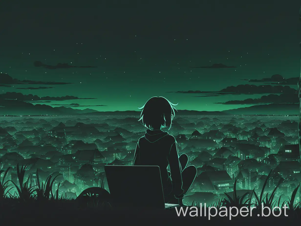 1920 * 1080 laptop anime  wallpaper with dark green aesthetic
