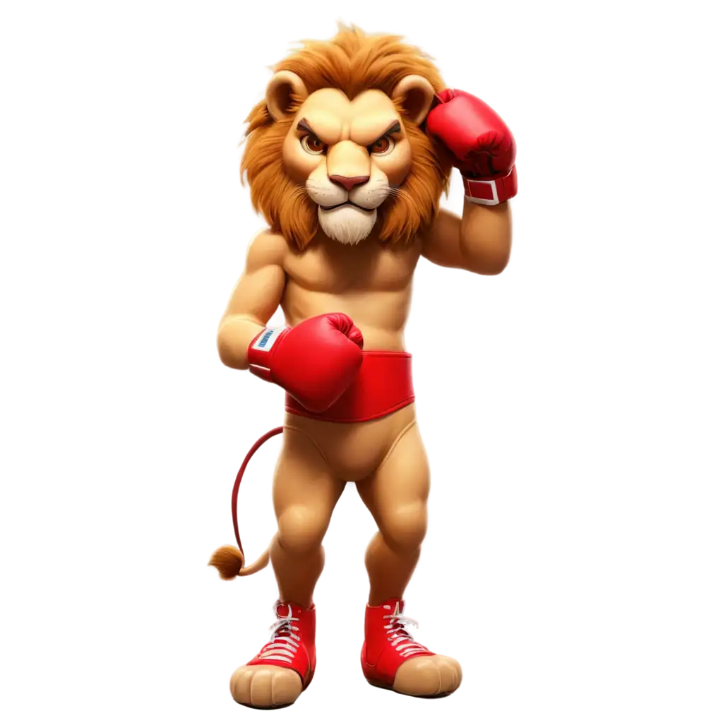 boxing lion in a boxing ring