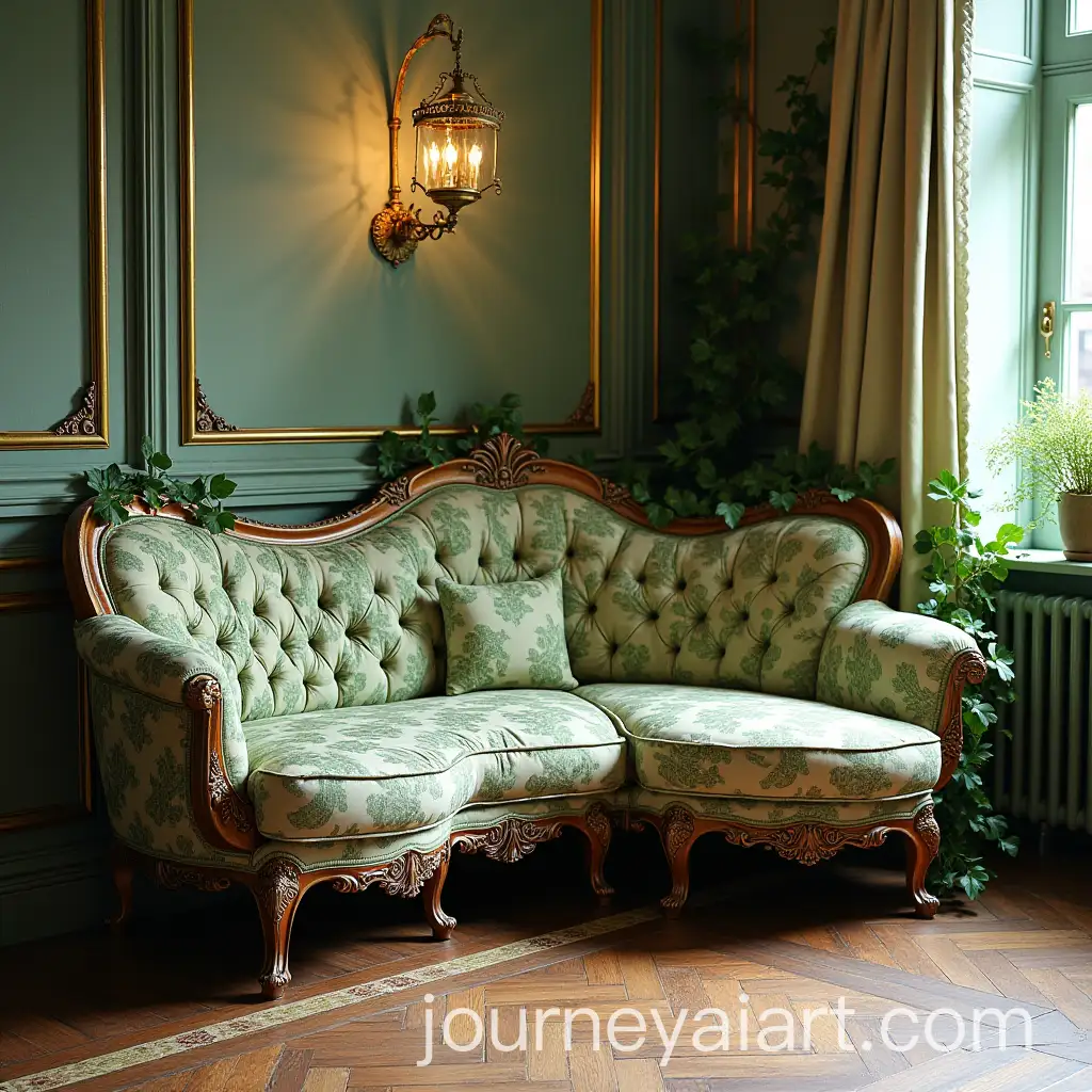 Art-Nouveau-Corner-Sofa-with-Swirling-Ivy-Decoration