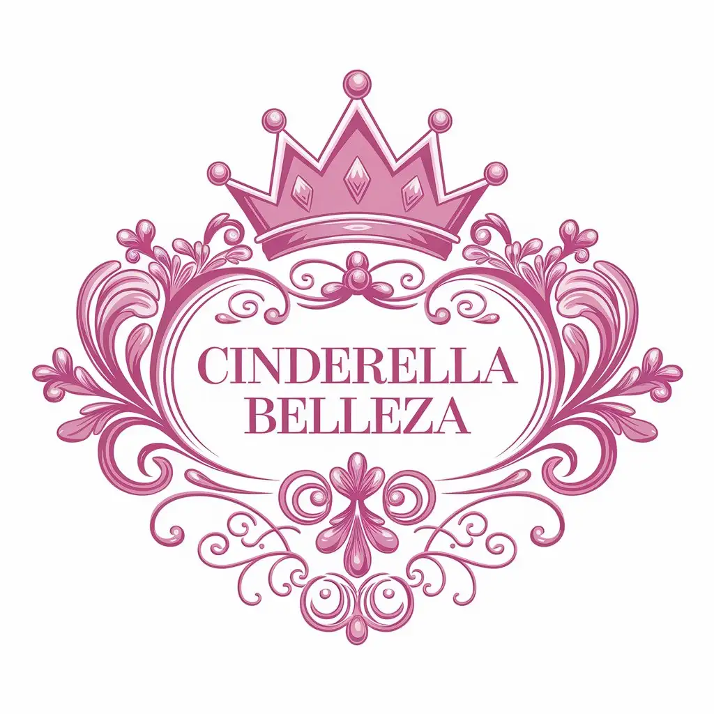 LOGO-Design-For-Cinderella-Belleza-Pink-Princess-Crown-on-Clear-Background