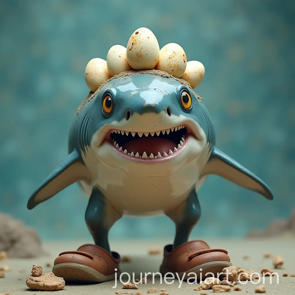 Shark-Wearing-Crocs-with-Chicken-Eggs-on-Its-Head-and-BatmanStyle-Eyes-in-Surreal-4K-Detail