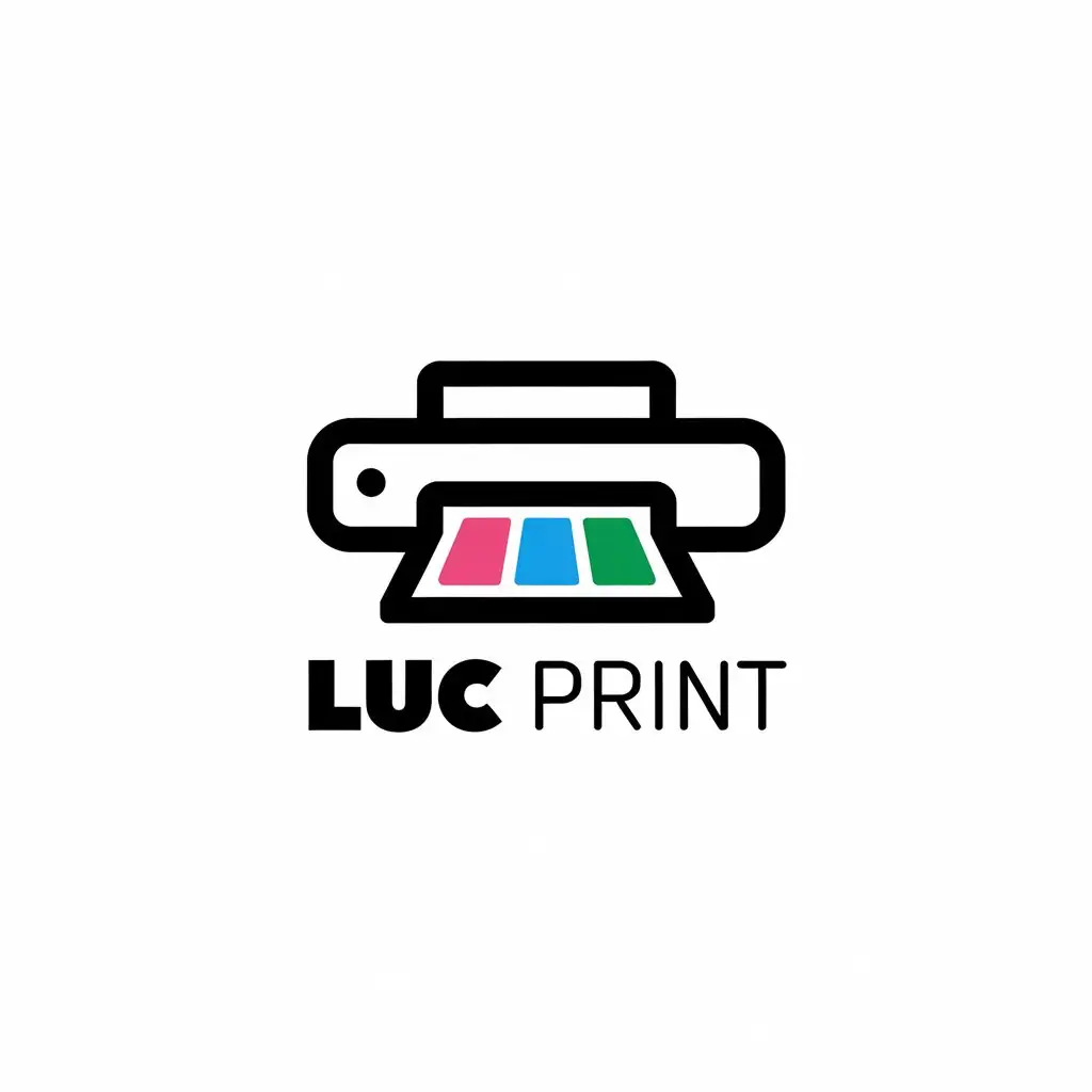 a vector logo design,with the text "Luc Print", main symbol:quick graphic, colored ink,Minimalistic,be used in Technology industry,clear background