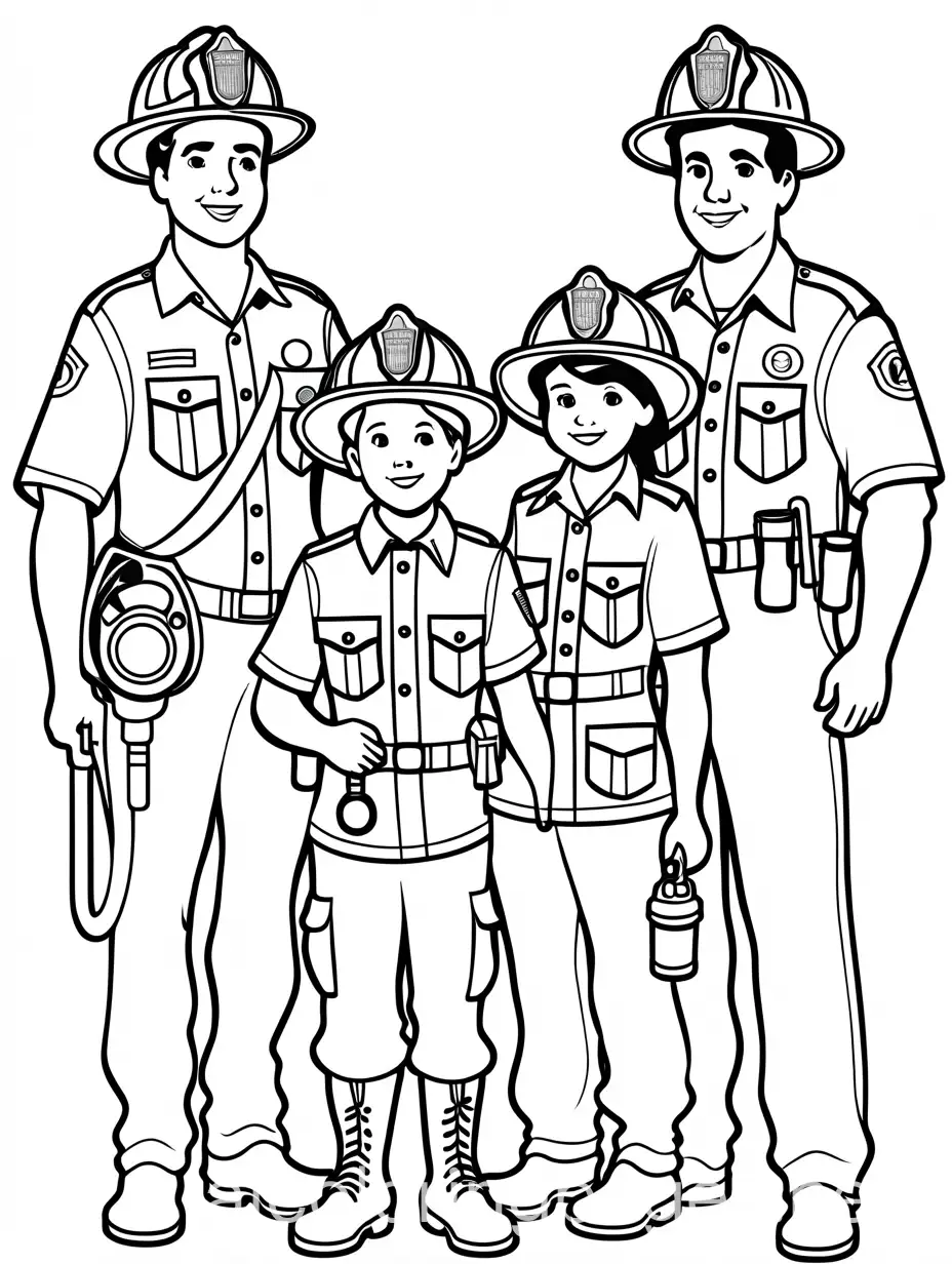 Cub-Scouts-and-Firemen-Coloring-Page