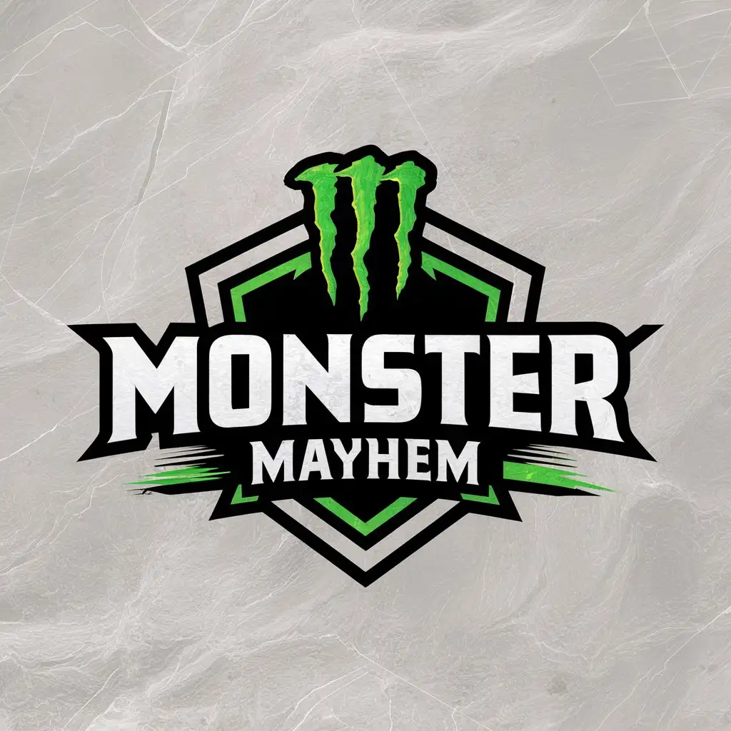 LOGO Design for Monster Mayhem Bold Vector Design with Monster Energy Theme