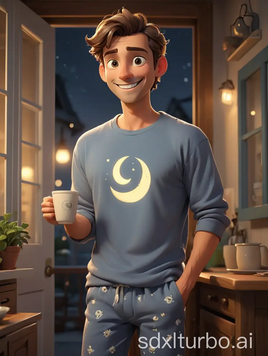 Cheerful-Male-Character-Enjoying-Coffee-on-a-Cozy-Balcony-at-Night