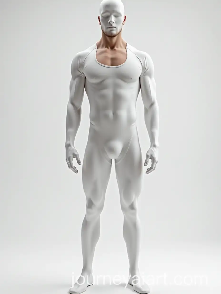 Athlete-in-Glossy-White-Sports-Bodysuit-Front-View