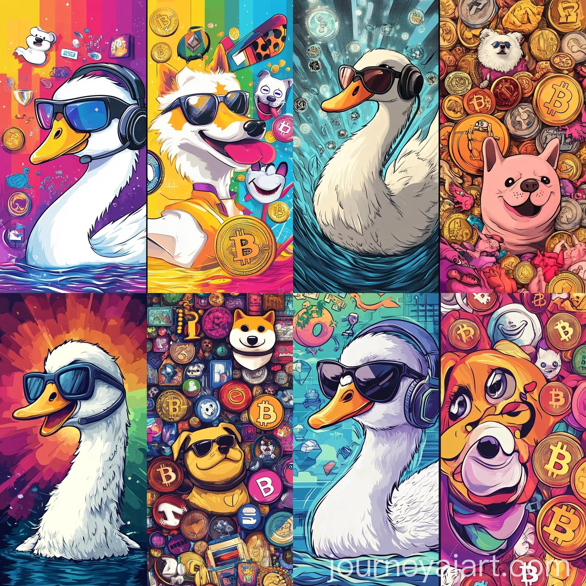 Cool-Blockchain-Solutions-with-Memecoin-Characters-Collage