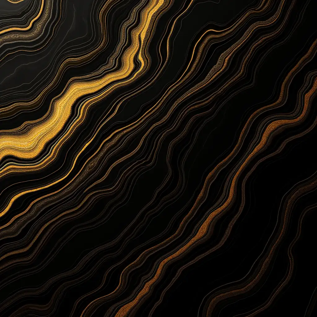 Unique Gold and Black Abstract Ambient Fluid Marble Wavy Rippling Grainy Background