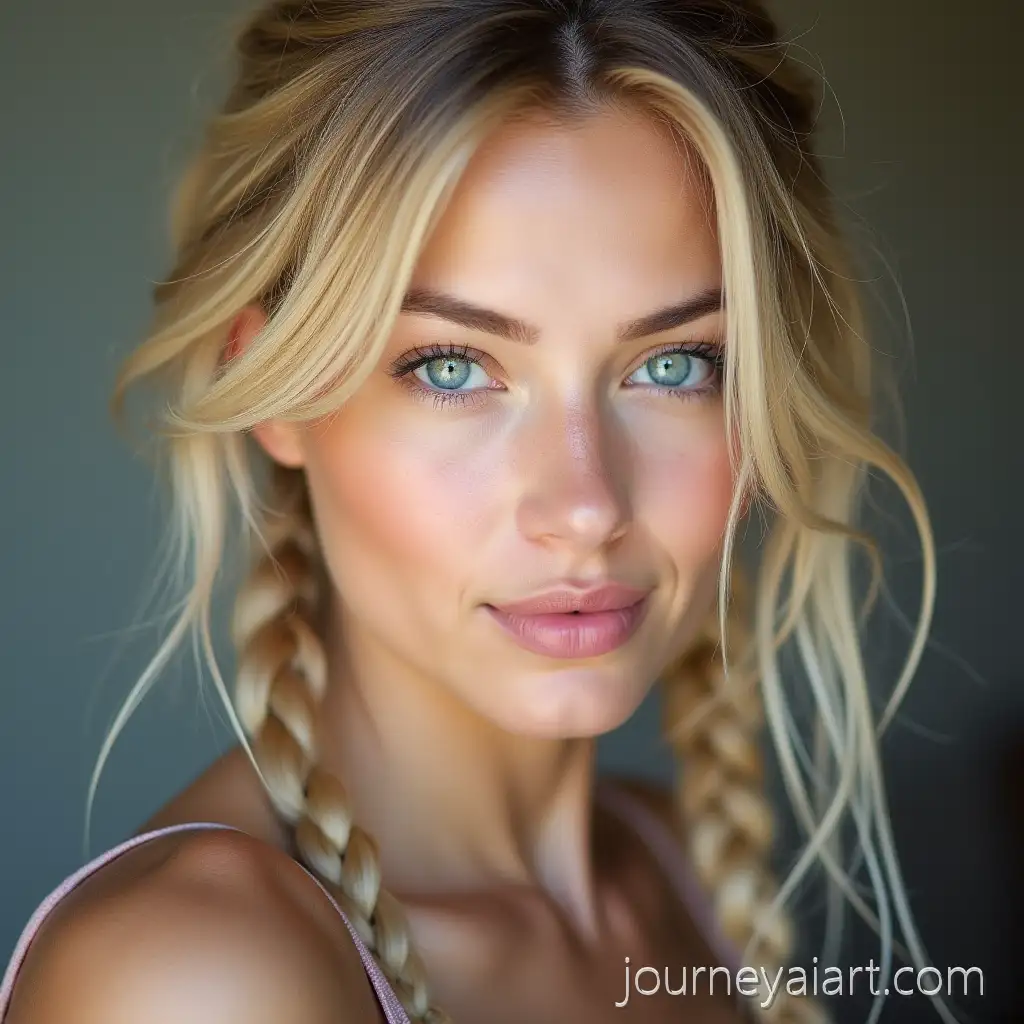 Blonde-Asian-Girl-with-Braids-and-Blue-Eyes-Portrait