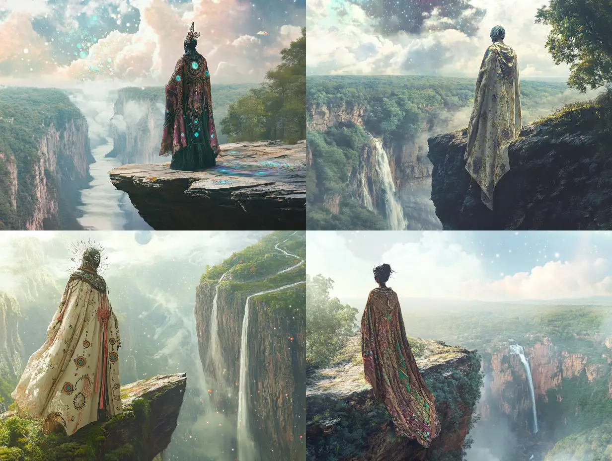 Ethereal-Figure-on-Cliff-Overlooking-NineRiver-Gorge-with-Celestial-Sky