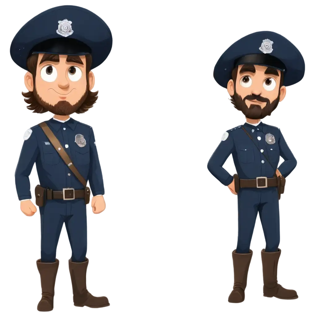 police men in 1800 century in cartoon style