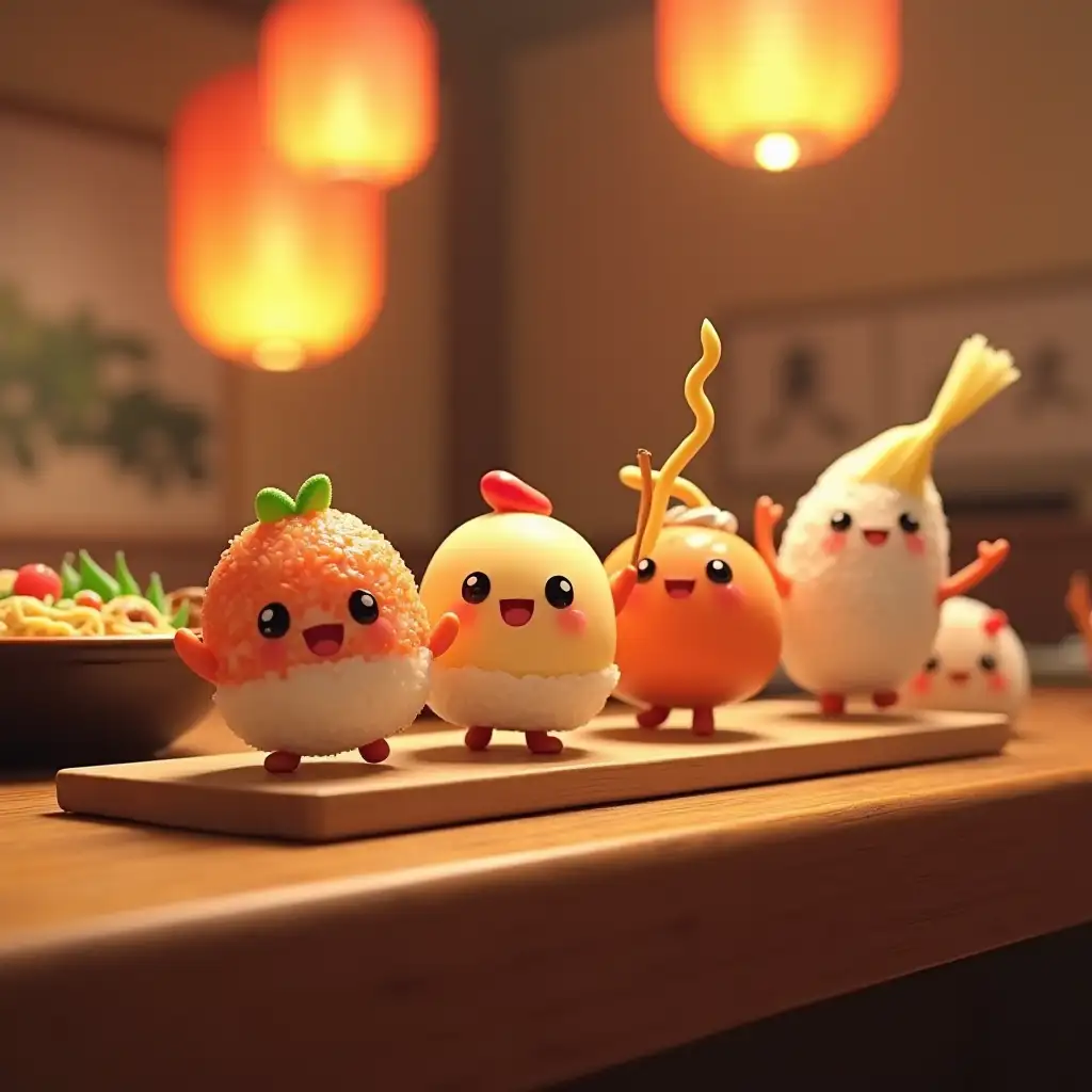 Kawaii-Food-Characters-Having-Fun-in-a-Japanese-Restaurant