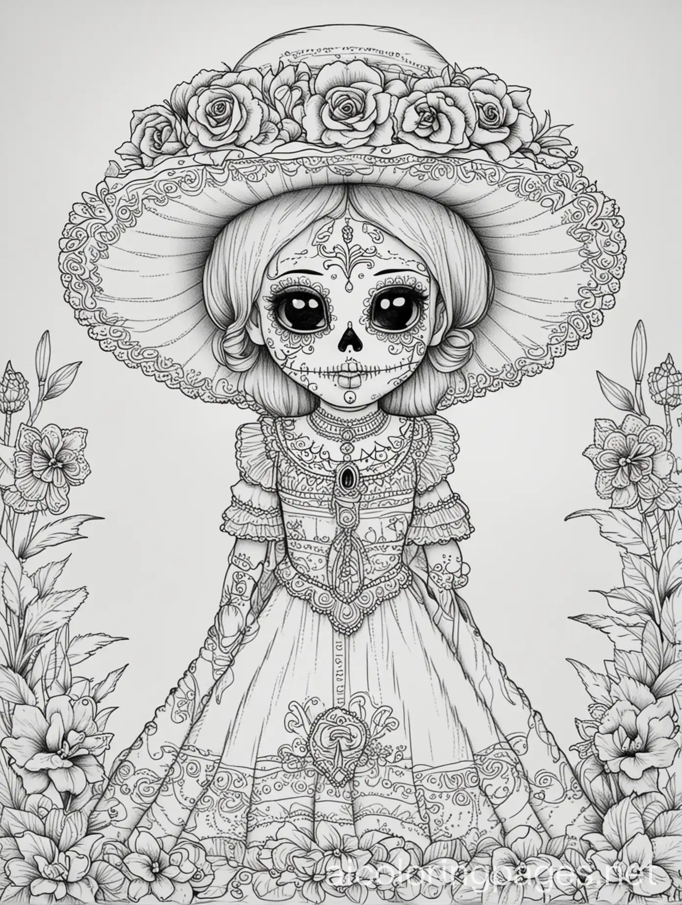 Detailed-Da-de-los-Muertos-Calaverita-Coloring-Page-for-Kids