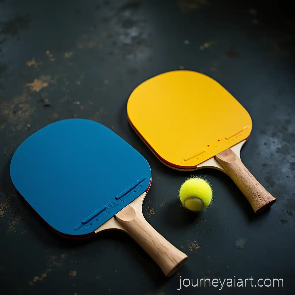 Realistic-Paddle-Rackets-and-Paddle-Ball-in-Motion-on-Dark-Concrete-Floor