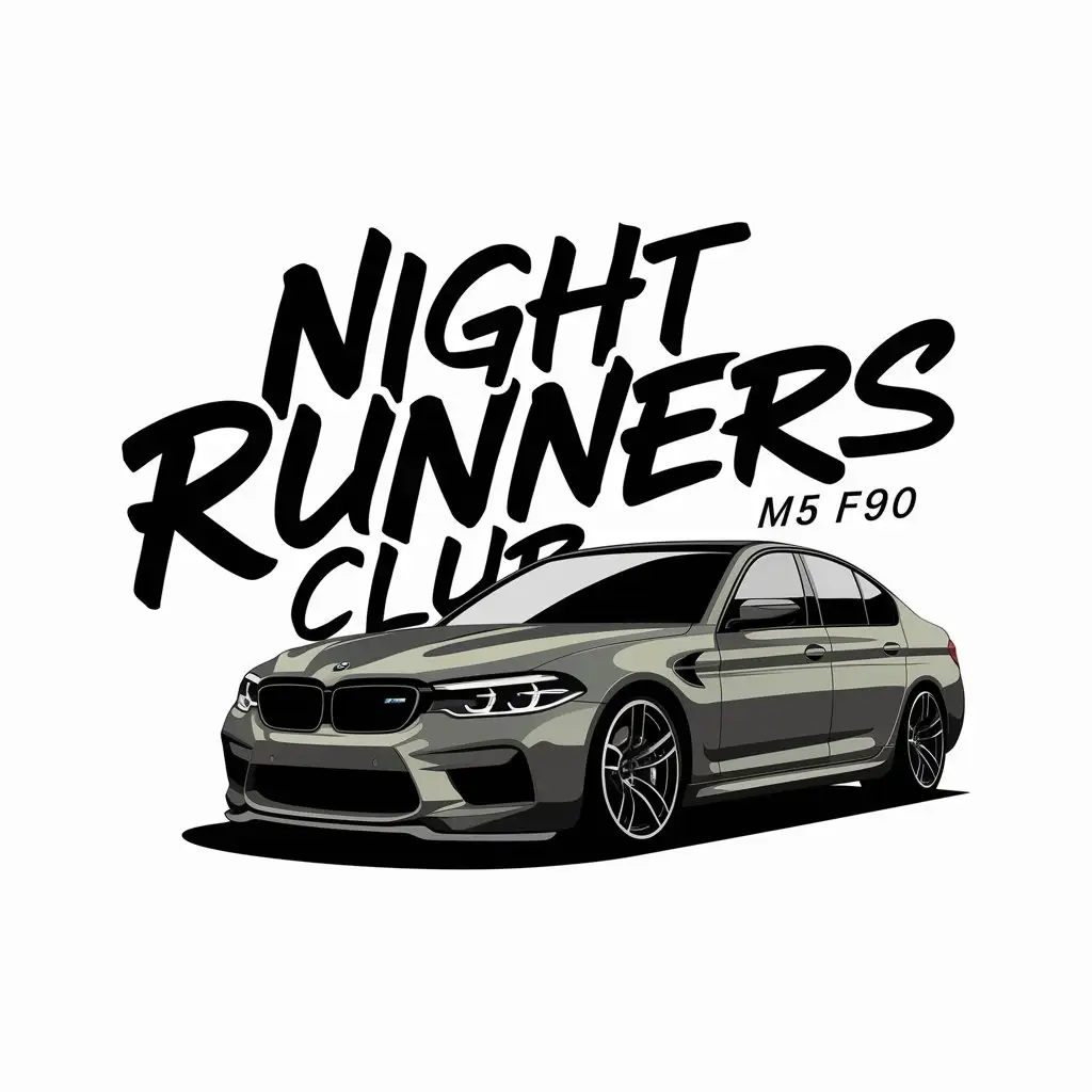 LOGO Design for NIGHT RUNNERS CLUB Graffiti Style with BMW M5 F90 Theme