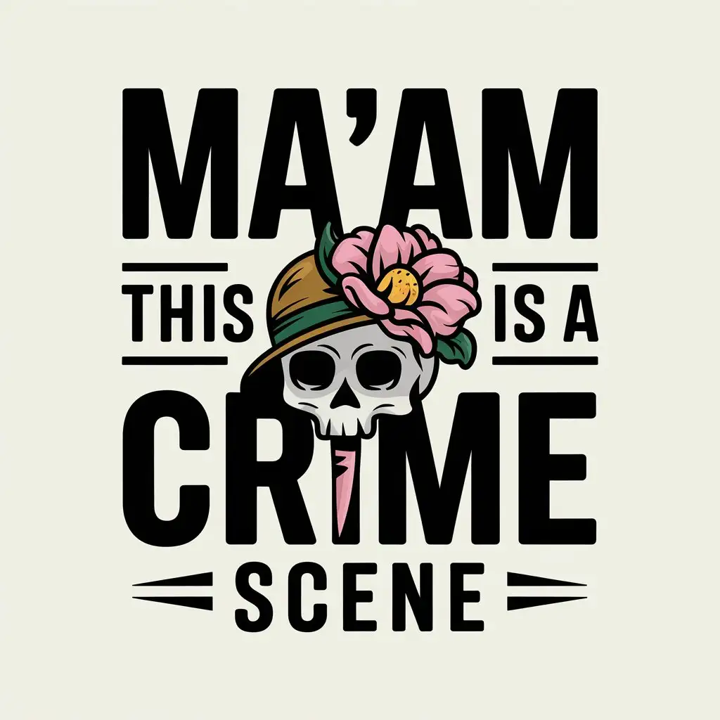 LOGO Design for Maam This is a Crime Scene Skull Flower Symbol with Feminine True Crime Theme