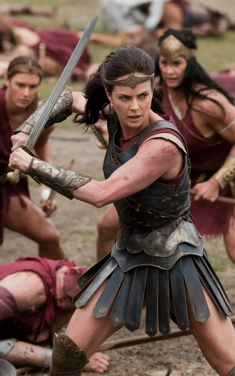 Charlize Theron as a heroine of Greek myths fights with the Amazons