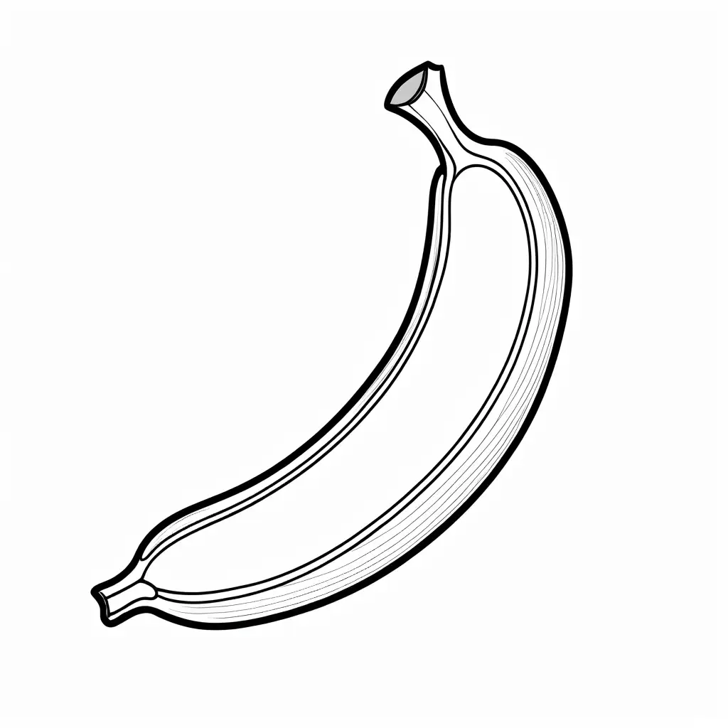 a banana peeled halfway, Coloring Page, black and white, line art, white background, Simplicity, Ample White Space. The background of the coloring page is plain white to make it easy for young children to color within the lines. The outlines of all the subjects are easy to distinguish, making it simple for kids to color without too much difficulty