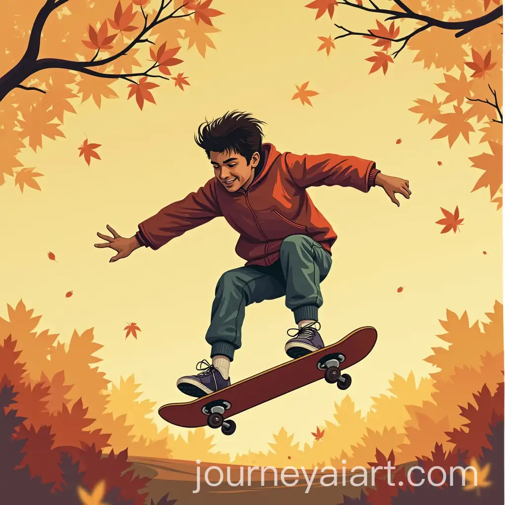Skateboarding-Boy-in-Autumn-Classes-Poster