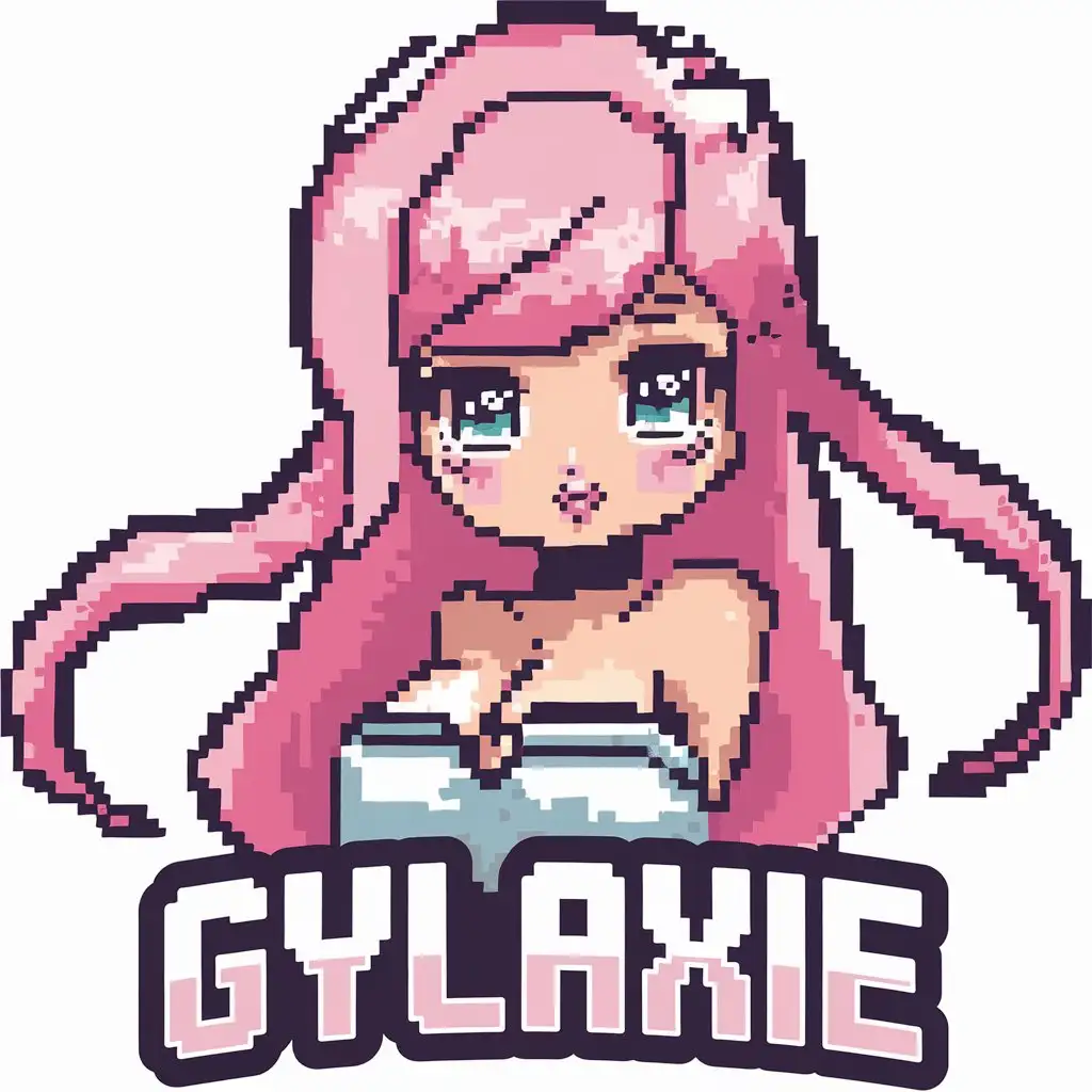 LOGO Design for Gylaxie Kawaii Cute Pixel Pastel Anime Style with Sexy Moderation