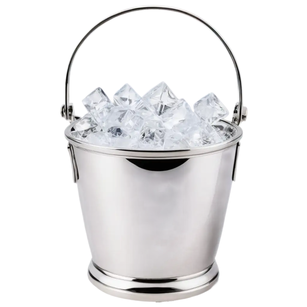 Polished-SilverPNG-Image-SEO-Analysis-Ice-Bucket-with-CrystalClear-Ice-Cubes-PNG-Perfect-for-Luxury-Bar-and-Elegant-Settings