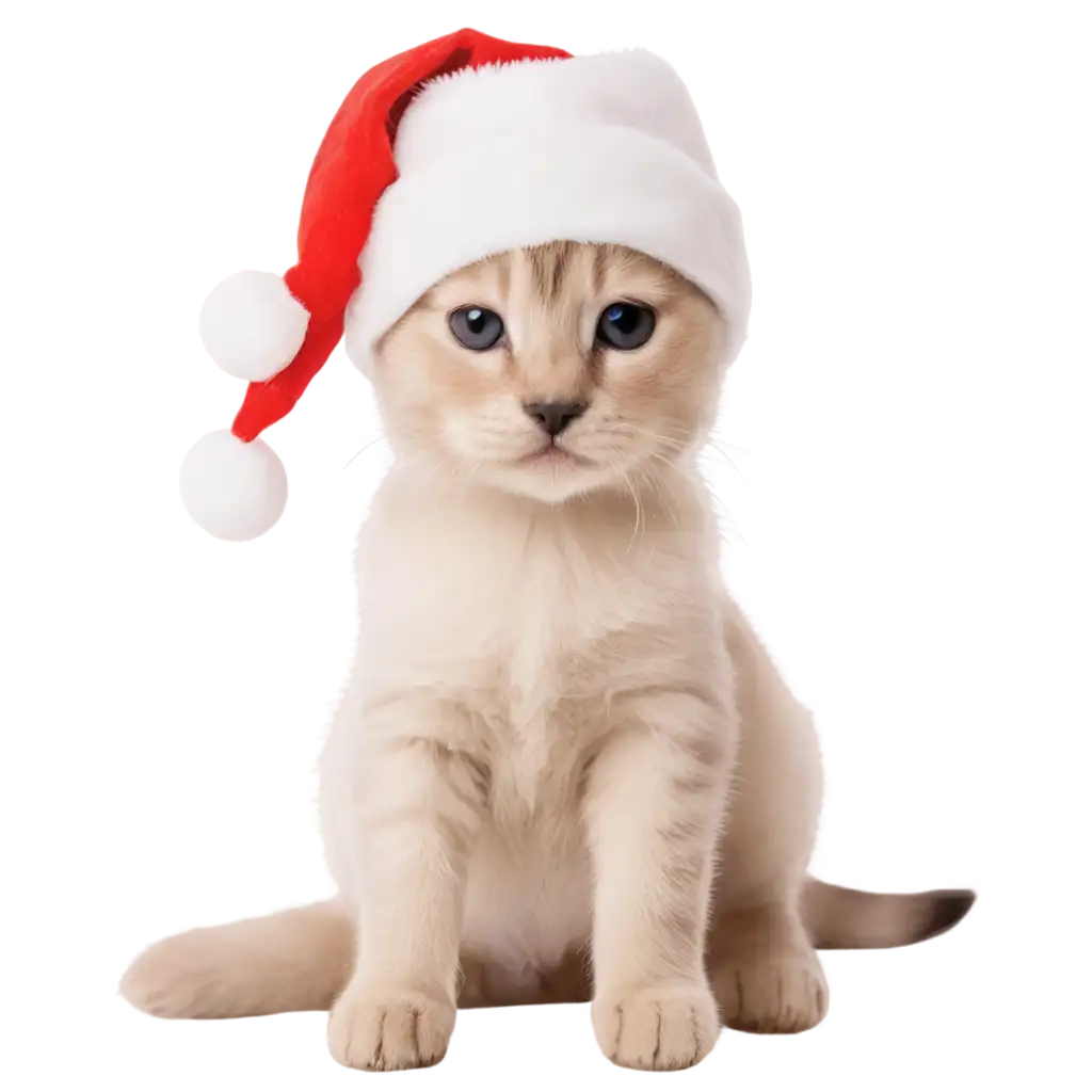 Cute-Puppy-Cat-with-White-Santa-Hat-and-Black-Spots-PNG-Image-Perfect-for-Holiday-Projects