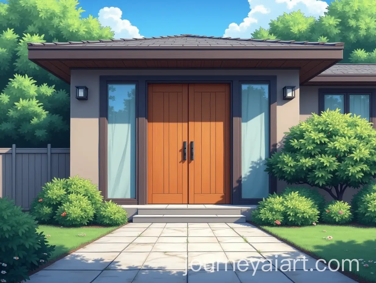 Open-Front-Door-of-a-Modern-House-in-Anime-Style