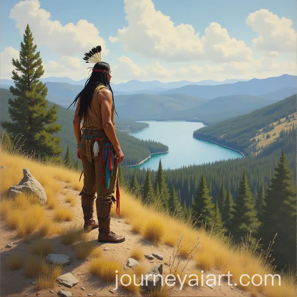 Mohave-Indian-Contemplating-ForestLake-Landscape