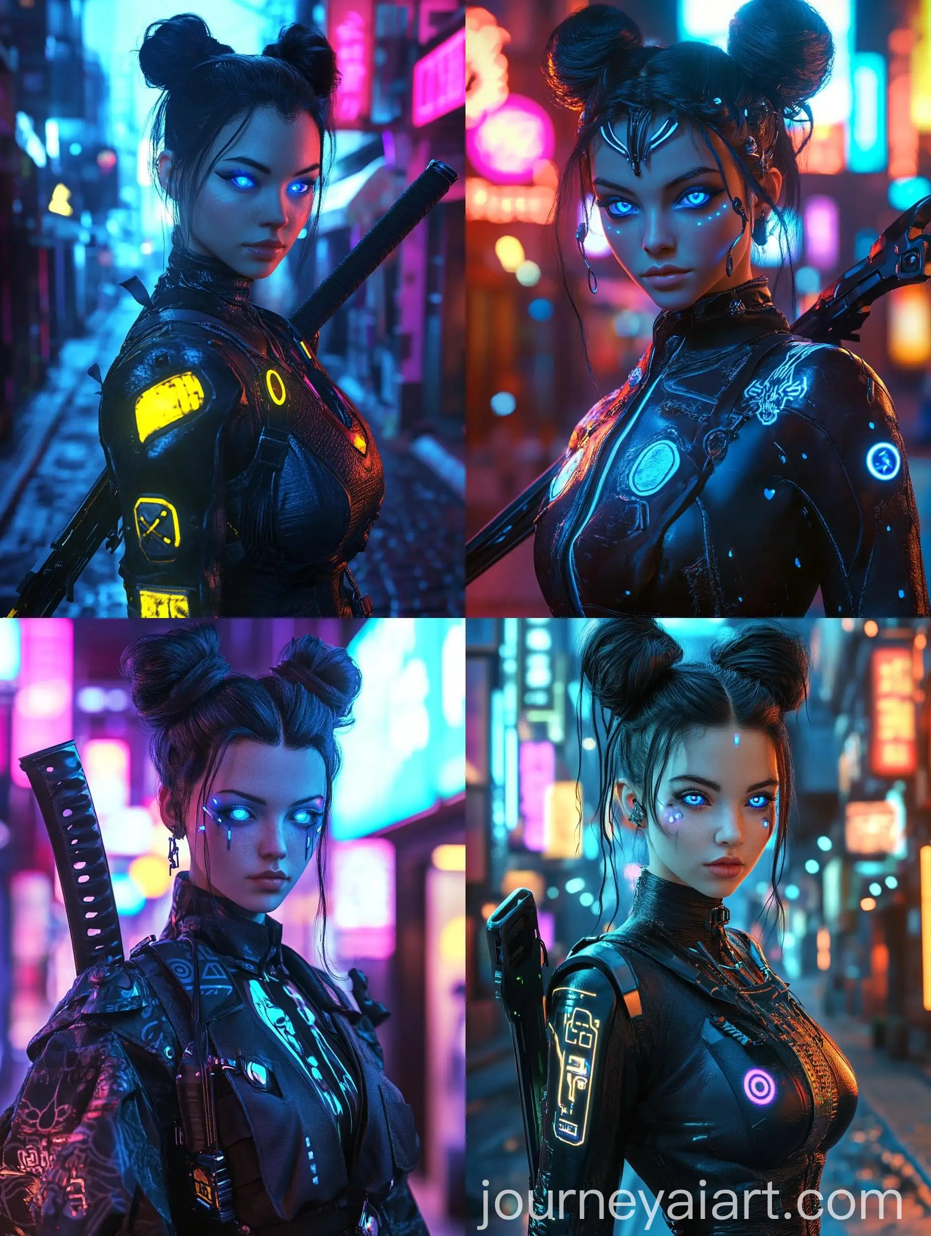 Futuristic-Cyberpunk-Assassin-Woman-in-Neon-Cityscape
