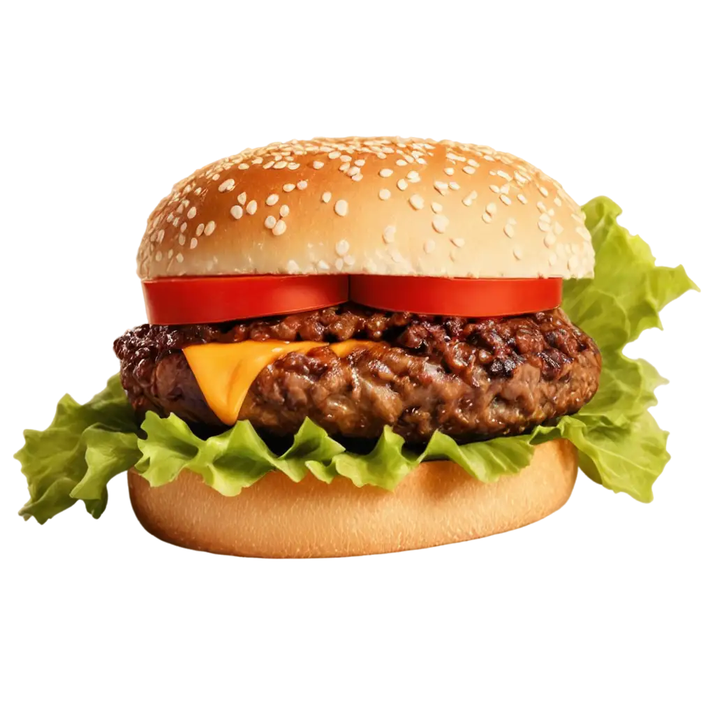 Succulent-Hamburger-PNG-Image-Realistic-Burger-with-Grilled-Meat-Melted-Cheese-and-Special-Sauce