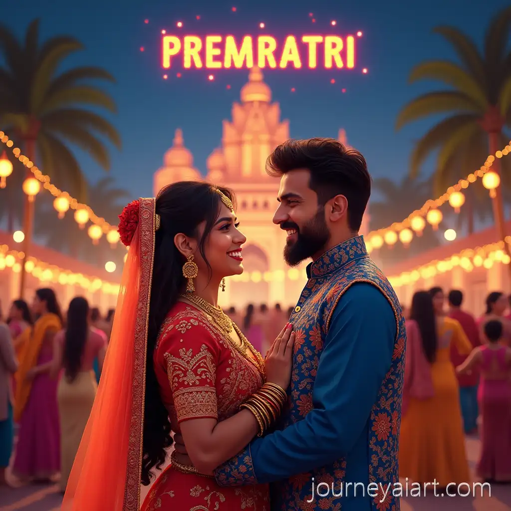 Indian-Couple-CelebrNavratri-Celebration-Sceneating-Navratri-in-Traditional-Attire-with-Garba-Dance-and-Festive-Atmosphere