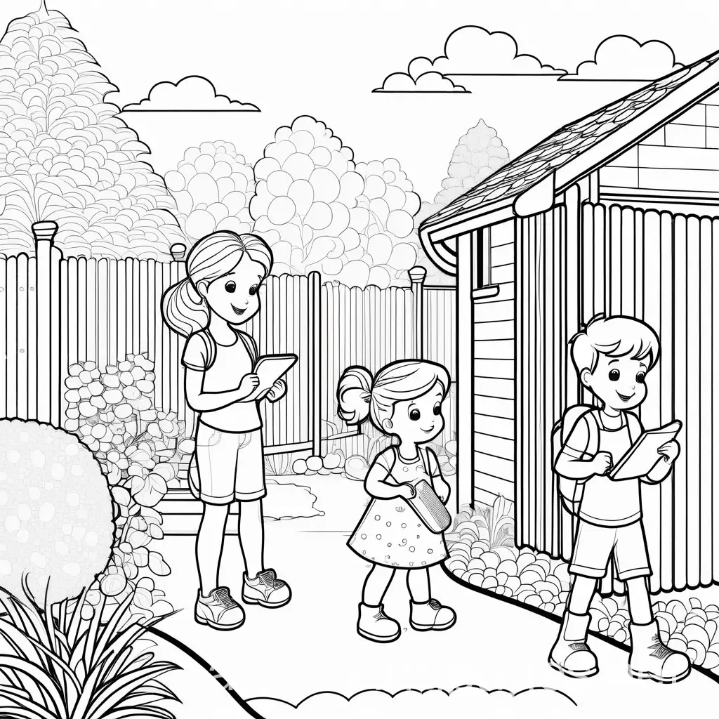 Neighbors-Interacting-Coloring-Page-Simple-Line-Art-on-White-Background