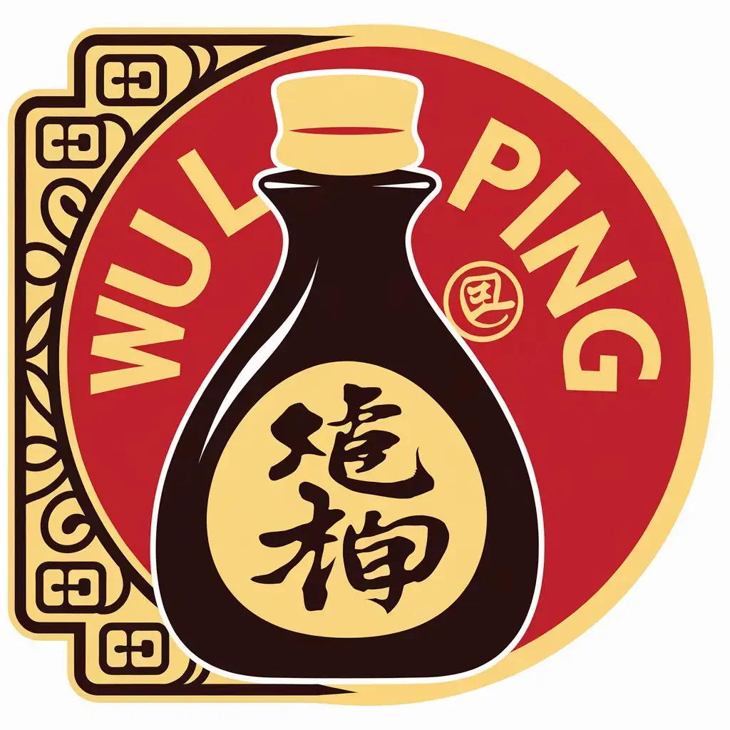 LOGO Design for Wu Li Ping Vector Logo Featuring Soy Sauce and Vinegar with Clear Background for Retail Industry