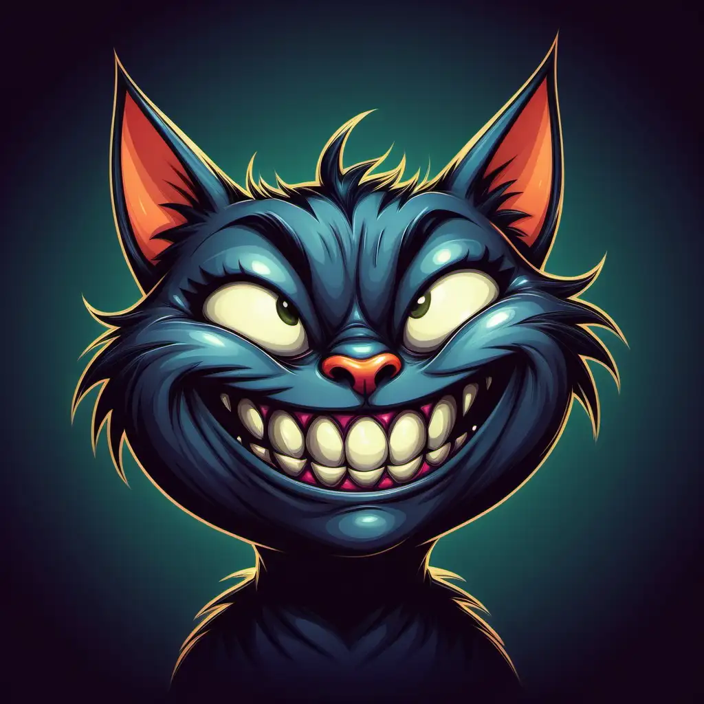 Evil Grinning Cartoon Cat Character