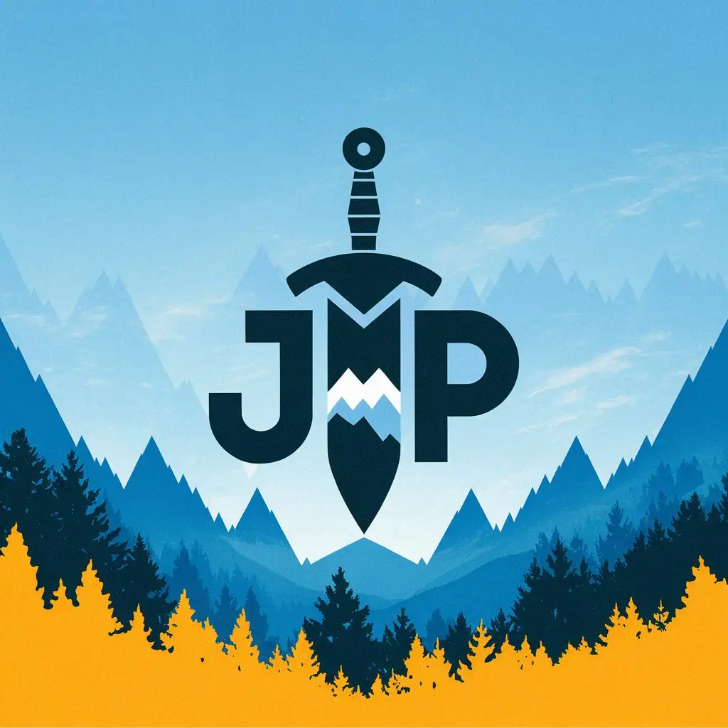 LOGO Design for JvP Minimalistic Vector with Sword and Mountain Theme