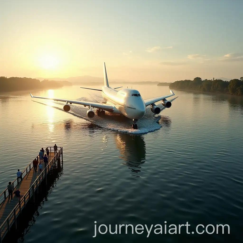 Boeing-747-Rolling-Across-a-River-at-Golden-Hour