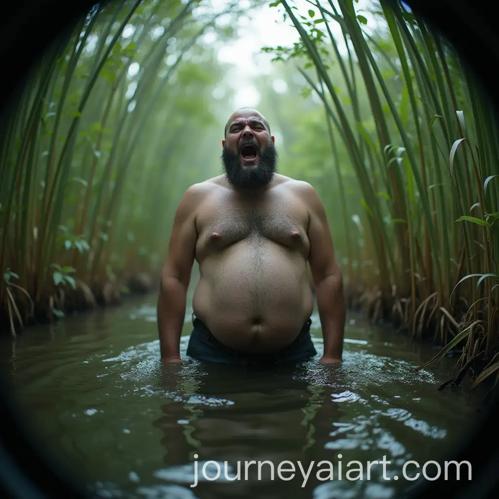 Sweating-and-Screaming-Fat-Man-in-a-Swamp-Fisheye-Perspective