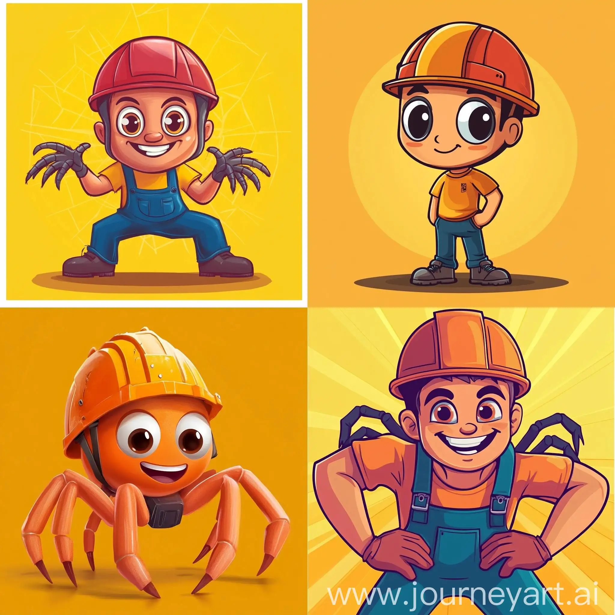 Cheerful-Spider-Person-in-Construction-Helmet-Cartoon-Avatar