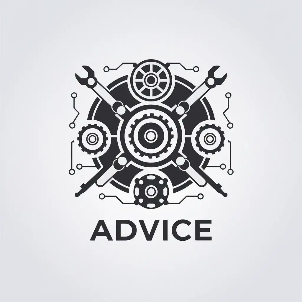 LOGO Design for Advice Minimalistic Vector with Gears Robotics and Tools Theme