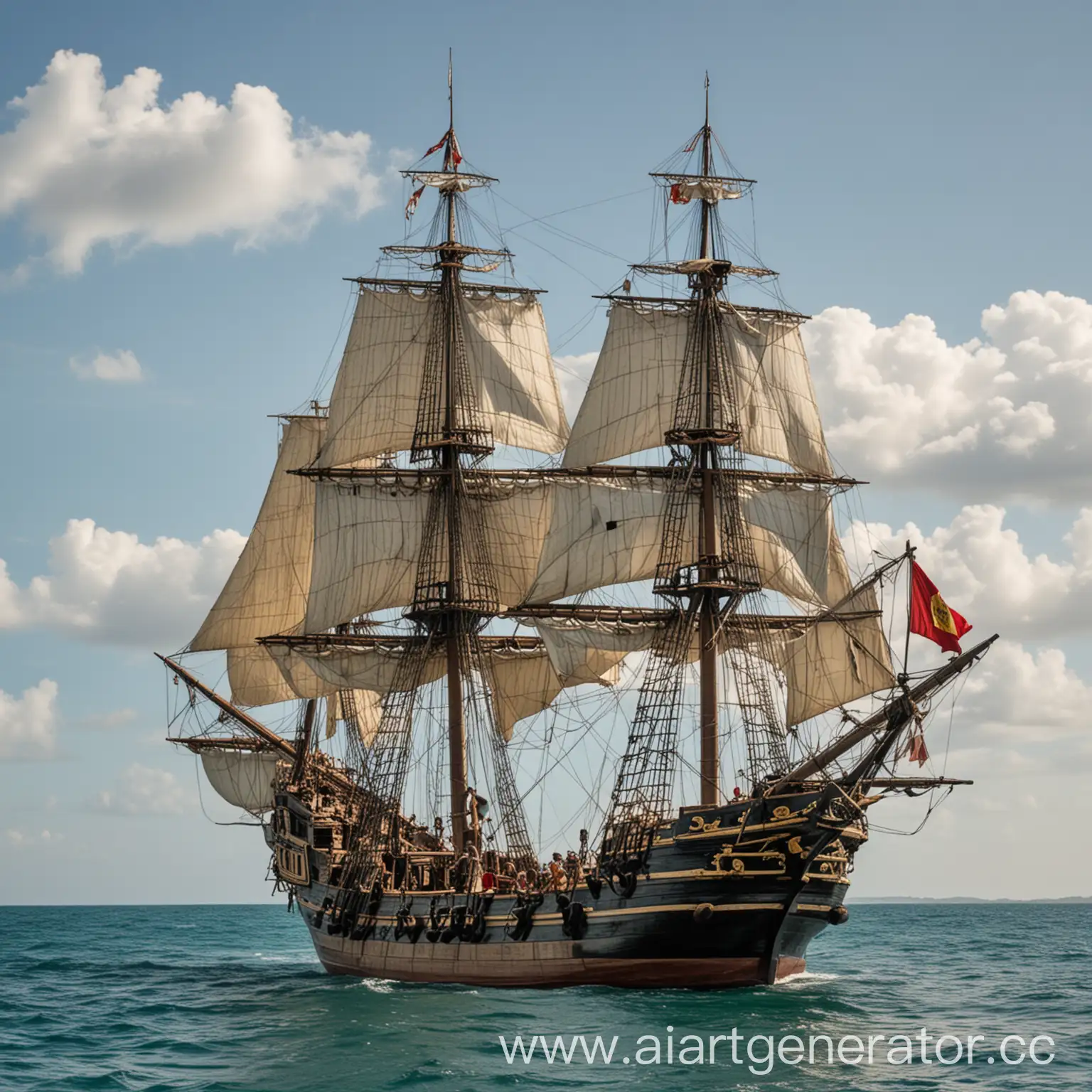 Spanish-Galleon-Departing-from-Cubas-Coast-on-a-Sunny-Day