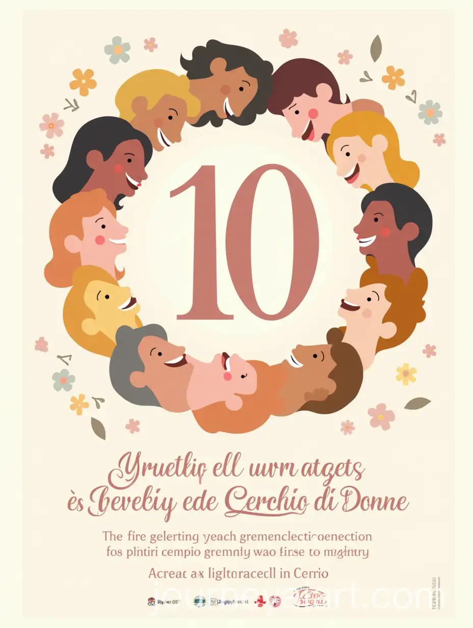 10th-Anniversary-Celebration-Poster-for-Maternity-Center-with-Diverse-Parents-in-Circle