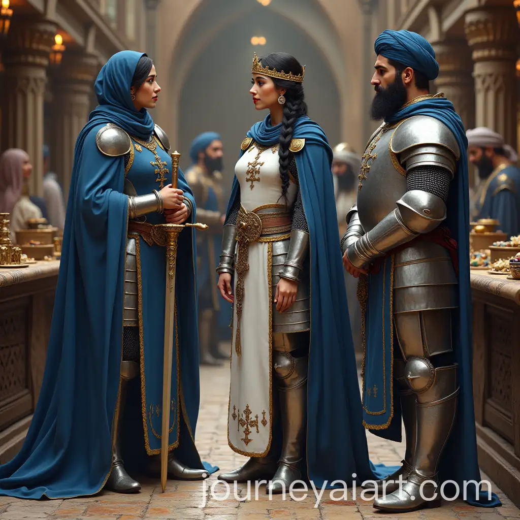 KnightQueen-and-Crusader-in-a-Medieval-Market