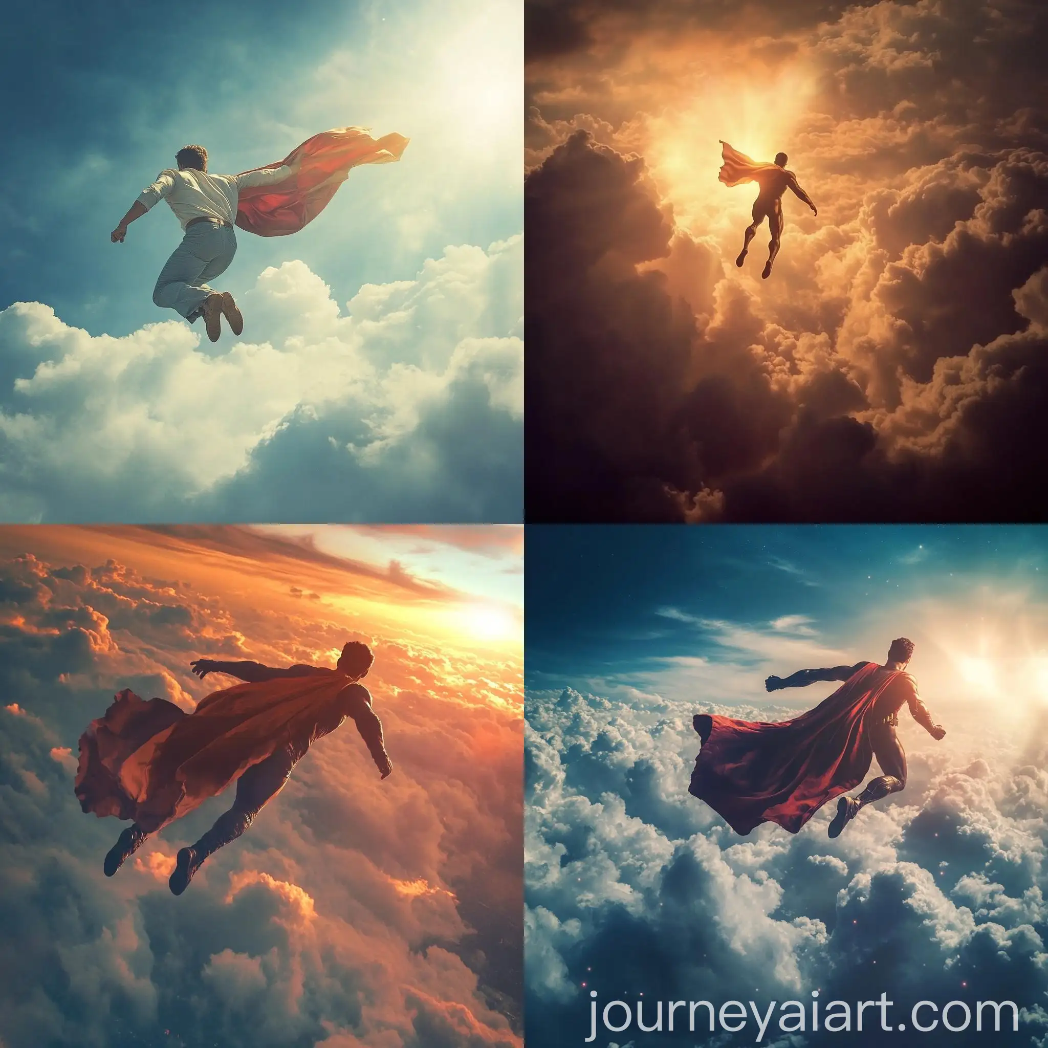 Heroic-Man-Flying-in-the-Sky