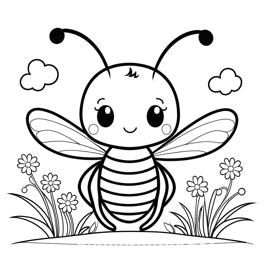 Cute-Bee-Coloring-Page-with-Simple-Line-Art