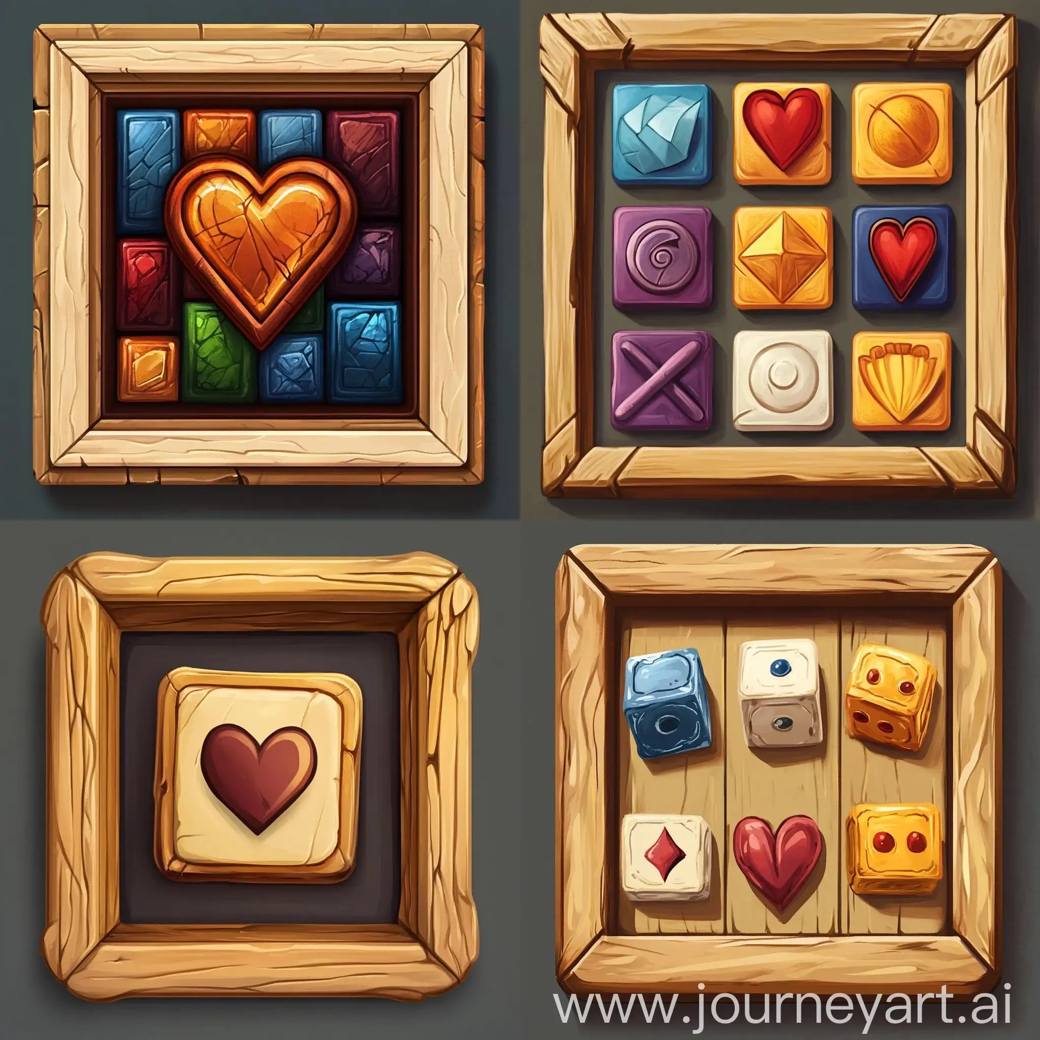 2D-Game-Art-Icons-and-Wooden-Frame-in-a-Fantasy-Setting