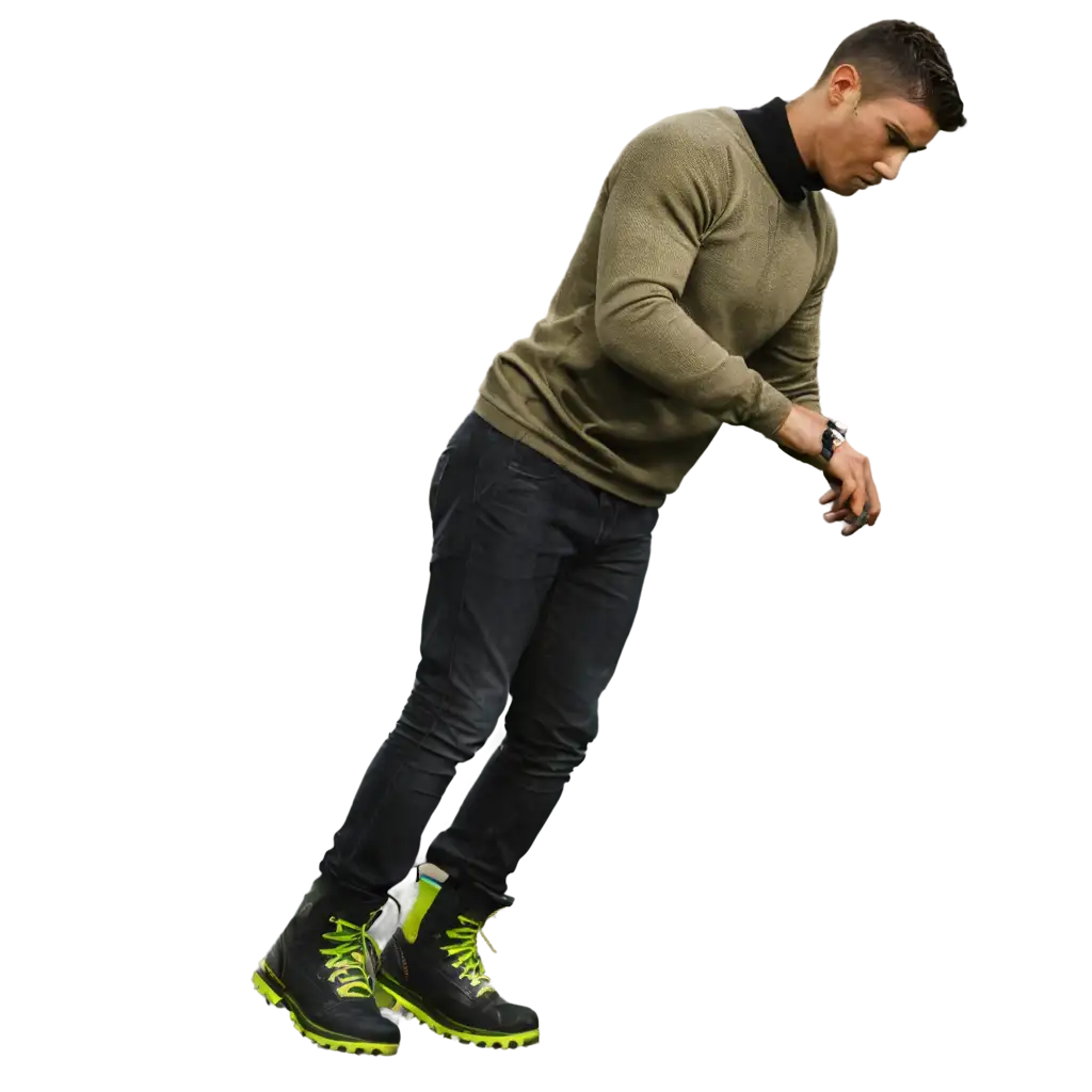 Cristiano-Ronaldo-Using-Caterpillar-Safety-Boots-PNG-Image