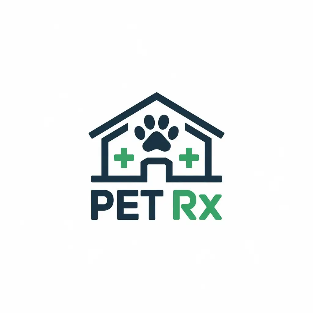 a vector logo design,with the text "pet RX", main symbol:Create a logo for a pet hospital,Moderate,clear background