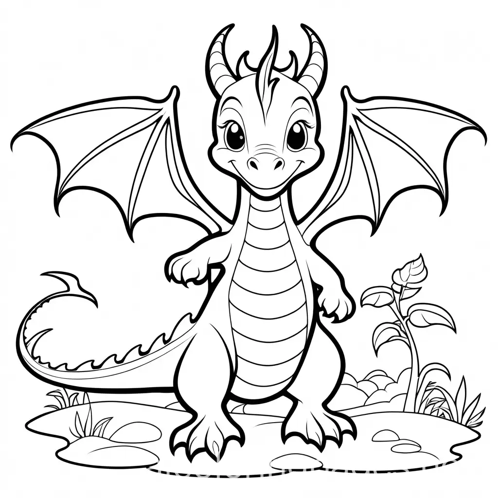 Dragon-Coloring-Page-in-Black-and-White-for-Kids